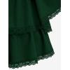 ROSE GAL Womens Plus Size Victorian Gothic Lace-up Layered Lace Trim Cutout Trumpet Sleeves Knee Length Dress(Green)