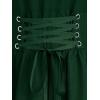 ROSE GAL Womens Plus Size Victorian Gothic Lace-up Layered Lace Trim Cutout Trumpet Sleeves Knee Length Dress(Green)