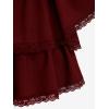 ROSE GAL Womens Plus Size Victorian Gothic Lace-up Layered Lace Trim Cutout Trumpet Sleeves Knee Length Dress(Red)