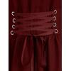 ROSE GAL Womens Plus Size Victorian Gothic Lace-up Layered Lace Trim Cutout Trumpet Sleeves Knee Length Dress(Red)