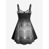 Rosegal Gothic Floral Tribal Print Empire Waist Tankini Swimsuit(Black)