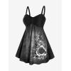 Rosegal Gothic Floral Tribal Print Empire Waist Tankini Swimsuit(Black)