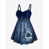 Rosegal Gothic Floral Tribal Print Empire Waist Tankini Swimsuit(Deep Blue)