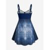 Rosegal Gothic Floral Tribal Print Empire Waist Tankini Swimsuit(Deep Blue)