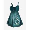 Rosegal Gothic Floral Tribal Print Empire Waist Tankini Swimsuit(Peacock Green)