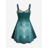 Rosegal Gothic Floral Tribal Print Empire Waist Tankini Swimsuit(Peacock Green)