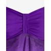 Rosegal Gothic Floral Tribal Print Empire Waist Tankini Swimsuit(Purple)