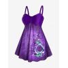 Rosegal Gothic Floral Tribal Print Empire Waist Tankini Swimsuit(Purple)