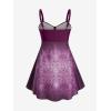 Rosegal Gothic Floral Tribal Print Empire Waist Tankini Swimsuit(Purple_10)