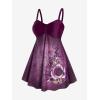 Rosegal Gothic Floral Tribal Print Empire Waist Tankini Swimsuit(Purple_10)