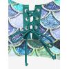 Rosegal Plus Size Women 3 Piece Tankini Swimsuit Holographic Mermaid Scale Print Lace-up Bathing Suit Swimwear(Green_1)