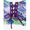 Rosegal Plus Size Women 3 Piece Tankini Swimsuit Holographic Mermaid Scale Print Lace-up Bathing Suit Swimwear(Purple_1)