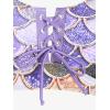 Rosegal Plus Size Women 3 Piece Tankini Swimsuit Holographic Mermaid Scale Print Lace-up Bathing Suit Swimwear(Purple_2)