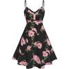 Rosegal Plus Size Women Floral Sundress Set Twisted Crop Top and Cottagecore Ruffles Floral Cami Dress(Black_1)