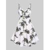 Rosegal Plus Size Women Floral Sundress Set Twisted Crop Top and Cottagecore Ruffles Floral Cami Dress(Black_2)