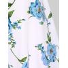 Rosegal Plus Size Women Floral Sundress Set Twisted Crop Top and Cottagecore Ruffles Floral Cami Dress(Blue_1)
