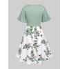 Rosegal Plus Size Women Floral Sundress Set Twisted Crop Top and Cottagecore Ruffles Floral Cami Dress(Green_1)