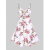 Rosegal Plus Size Women Floral Sundress Set Twisted Crop Top and Cottagecore Ruffles Floral Cami Dress(Pink_2)