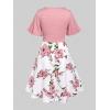 Rosegal Plus Size Women Floral Sundress Set Twisted Crop Top and Cottagecore Ruffles Floral Cami Dress(Pink_2)