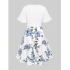 Rosegal Plus Size Women Floral Sundress Set Twisted Crop Top and Cottagecore Ruffles Floral Cami Dress(White_1)
