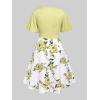 Rosegal Plus Size Women Floral Sundress Set Twisted Crop Top and Cottagecore Ruffles Floral Cami Dress(Yellow_1)