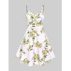 Rosegal Plus Size Women Floral Sundress Set Twisted Crop Top and Cottagecore Ruffles Floral Cami Dress(Yellow_1)