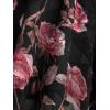 Rosegal Plus Size Women Gothic T-Shirt 2 in 1 Top Cold Shoulder Chiffon Bell Sleeves Rose Flower Print Lace Up Flowy Top(Black)