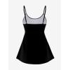 Rosegal Plus Size Women Gothic Tummy Control Modest Tankini Swimsuit Fairy Cat Print Boyleg Padded Tankini Swimwear(Black_6)