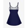 Rosegal Plus Size Women Gothic Tummy Control Modest Tankini Swimsuit Fairy Cat Print Boyleg Padded Tankini Swimwear(Blue_1)