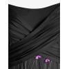 Rosegal Plus Size Women Summer Casual Sundress Tulle Butterfly Overlay Knee-Length A Line Dress Twist Swing Dress(Black_1)