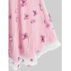 Rosegal Plus Size Women Summer Casual Sundress Tulle Butterfly Overlay Knee-Length A Line Dress Twist Swing Dress(Pink_1)