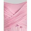 Rosegal Plus Size Women Summer Casual Sundress Tulle Butterfly Overlay Knee-Length A Line Dress Twist Swing Dress(Pink_1)