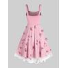 Rosegal Plus Size Women Summer Casual Sundress Tulle Butterfly Overlay Knee-Length A Line Dress Twist Swing Dress(Pink_1)