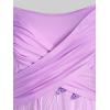 Rosegal Plus Size Women Summer Casual Sundress Tulle Butterfly Overlay Knee-Length A Line Dress Twist Swing Dress(Purple_1)