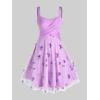 Rosegal Plus Size Women Summer Casual Sundress Tulle Butterfly Overlay Knee-Length A Line Dress Twist Swing Dress(Purple_1)
