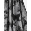 Rosegal Plus Size Womens V Neck Butterfly Lace Overlay Lace-up 2 in 1 Blouse Short Flutter Sleeve Flowy Top(Black_1)