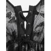 Rosegal Plus Size Womens V Neck Butterfly Lace Overlay Lace-up 2 in 1 Blouse Short Flutter Sleeve Flowy Top(Black_1)
