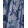 Rosegal Plus Size Womens V Neck Butterfly Lace Overlay Lace-up 2 in 1 Blouse Short Flutter Sleeve Flowy Top(Blue)
