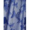 Rosegal Plus Size Womens V Neck Butterfly Lace Overlay Lace-up 2 in 1 Blouse Short Flutter Sleeve Flowy Top(Blue_3)