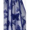 Rosegal Plus Size Womens V Neck Butterfly Lace Overlay Lace-up 2 in 1 Blouse Short Flutter Sleeve Flowy Top(Blue_3)