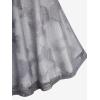 Rosegal Plus Size Womens V Neck Butterfly Lace Overlay Lace-up 2 in 1 Blouse Short Flutter Sleeve Flowy Top(Gray)