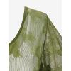 Rosegal Plus Size Womens V Neck Butterfly Lace Overlay Lace-up 2 in 1 Blouse Short Flutter Sleeve Flowy Top(Green)