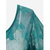 Rosegal Plus Size Womens V Neck Butterfly Lace Overlay Lace-up 2 in 1 Blouse Short Flutter Sleeve Flowy Top(Green_1)