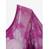 Rosegal Plus Size Womens V Neck Butterfly Lace Overlay Lace-up 2 in 1 Blouse Short Flutter Sleeve Flowy Top(Purple_1)