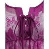 Rosegal Plus Size Womens V Neck Butterfly Lace Overlay Lace-up 2 in 1 Blouse Short Flutter Sleeve Flowy Top(Purple_1)