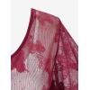 Rosegal Plus Size Womens V Neck Butterfly Lace Overlay Lace-up 2 in 1 Blouse Short Flutter Sleeve Flowy Top(Red)