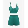 Rosegal Women Plus Size 3 Piece Tankini Swimsuits Bathing Suits with Floral Swim Dress Boy Shorts with Cami Swim Top(Green)