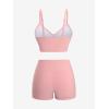 Rosegal Women Plus Size 3 Piece Tankini Swimsuits Bathing Suits with Floral Swim Dress Boy Shorts with Cami Swim Top(Pink)
