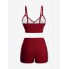 Rosegal Women Plus Size 3 Piece Tankini Swimsuits Bathing Suits with Floral Swim Dress Boy Shorts with Cami Swim Top(Red)