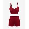Rosegal Women Plus Size 3 Piece Tankini Swimsuits Bathing Suits with Floral Swim Dress Boy Shorts with Cami Swim Top(Red)